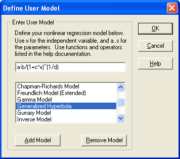 Define User Model Dialog